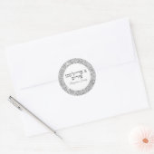 Sticker Rond Parties scintillant Argent Classique Hébreu A Frei (Enveloppe)
