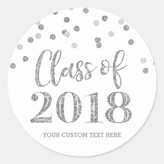 Sticker Rond Parties scintillant Argent Confetti Graduation 201 (Devant)