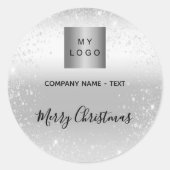 Sticker Rond Parties scintillant argent de Noël scintille logo  (Devant)