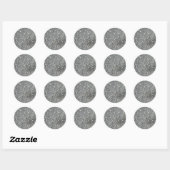 Sticker Rond Parties scintillant argent élégant Glitz photo (Feuille)