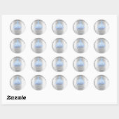 Sticker Rond Parties scintillant argent gouttes Robe bleue Swee (Feuille)