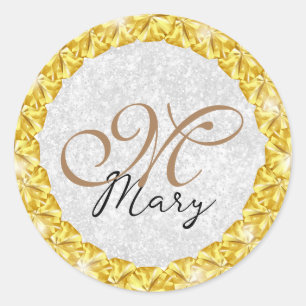 Sticker Rond Parties scintillant Argent or Cadeau de bijoux Mon