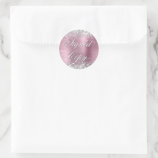 Sticker Rond Parties scintillant Argent Rose Phuile Fancy Signé (Sac)