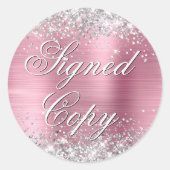 Sticker Rond Parties scintillant Argent Rose Phuile Fancy Signé (Devant)