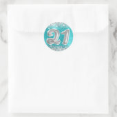Sticker Rond Parties scintillant Argent Turquoise Bleu Numéro 2 (Sac)