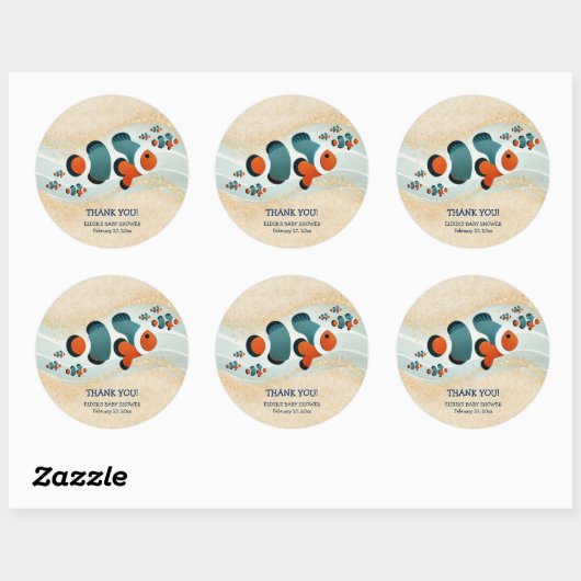 Sticker Rond Parties scintillant artisanale Poisson clown Baby (Feuille)