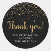 Sticker Rond Parties scintillant Black & Gold | 70e anniversair (Devant)