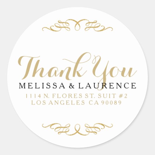 Sticker Rond Parties scintillant Black & Gold blanc design de r (Devant)