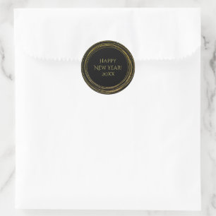 Sticker Rond Parties scintillant Black Gold du réveillon des a