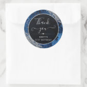 Sticker Rond Parties scintillant Bleu foncé Lettres Sirènes Ann (Sac)