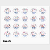 Sticker Rond Parties scintillant bleu rouge Confetti Graduation (Feuille)
