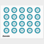 Sticker Rond Parties scintillant bleu turquoise brillant Monogr (Feuille)