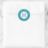 Sticker Rond Parties scintillant bleu turquoise brillant Monogr (Sac)