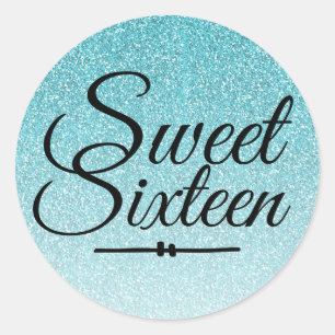 Sticker Rond parties scintillant bleu turquoise moderne ombre S