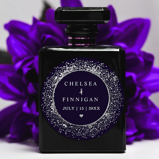 Sticker Rond Parties scintillant Bleue Et Argent Moderne