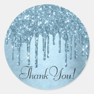 Sticker Rond Parties scintillant Bleue Glace   Glam Sparkle Mer
