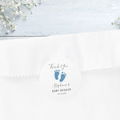 Sticker Rond Parties scintillant bleue Merci pieds bébé