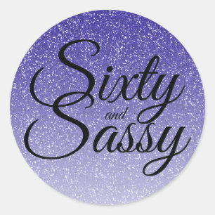 Sticker Rond Parties scintillant bleue Ombre 60 et Sassy 60e an