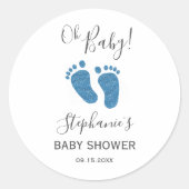 Sticker Rond Parties scintillant bleue Pieds bébé (Devant)