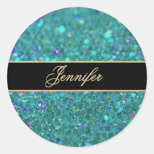 Sticker Rond Parties scintillant bleue turquoise (Devant)