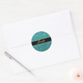 Sticker Rond Parties scintillant bleue turquoise (Enveloppe)
