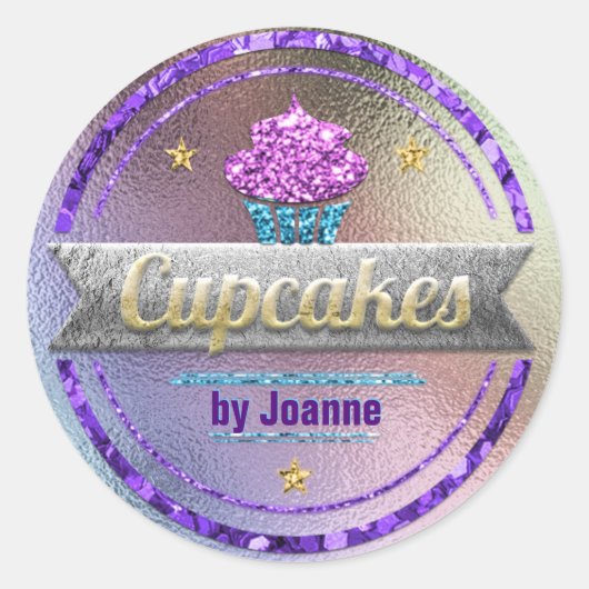 Sticker Rond Parties scintillant brillante des ventes de cupcak (Devant)