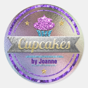 Sticker Rond Parties scintillant brillante des ventes de cupcak
