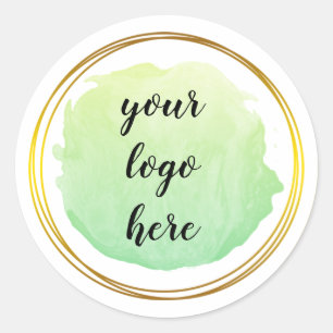 Sticker Rond Parties scintillant Cercle d'or vert Logo personna