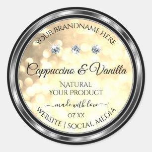 Sticker Rond Parties scintillant Champagne de luxe Produits Éti