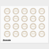 Sticker Rond Parties scintillant classique blanche et or person (Feuille)
