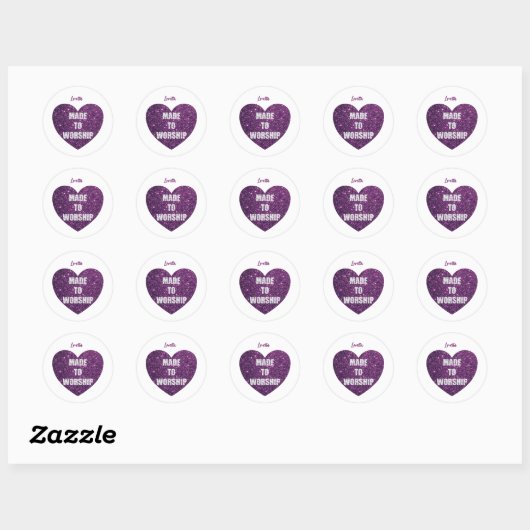 Sticker Rond Parties scintillant Coeur pourpre "Fait pour le cu (Feuille)