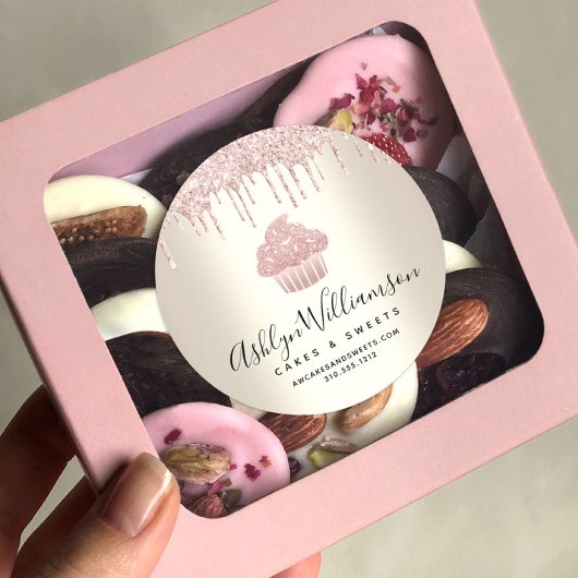 Sticker Rond Parties scintillant Cupcake rose Drivers Pâtisseri