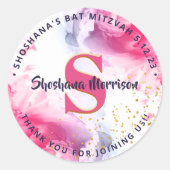 Sticker Rond Parties scintillant d'aquarelle Script Monogramme  (Devant)