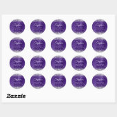 Sticker Rond Parties scintillant d'argent assez foncé violet fo (Feuille)