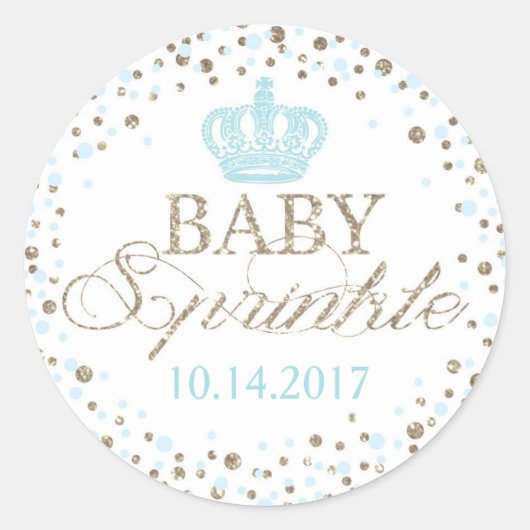 Sticker Rond Parties scintillant d'argent Bleu Couronne Royal B (Devant)