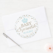 Sticker Rond Parties scintillant d'argent Bleu Couronne Royal B (Enveloppe)