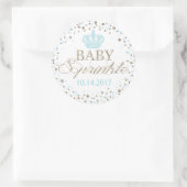 Sticker Rond Parties scintillant d'argent Bleu Couronne Royal B (Sac)
