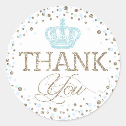 Sticker Rond Parties scintillant d'argent Bleu Couronne Royal B (Devant)