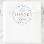 Sticker Rond Parties scintillant d'argent Bleu Couronne Royal B (Sac)