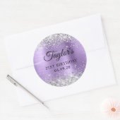 Sticker Rond Parties scintillant d'argent clair violet huile 21 (Enveloppe)