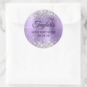 Sticker Rond Parties scintillant d'argent clair violet huile 40 (Sac)