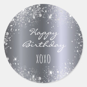 Sticker Rond Parties scintillant d'argent d'anniversaire embras