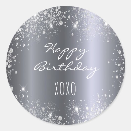 Sticker Rond Parties scintillant d'argent d'anniversaire embras (Devant)