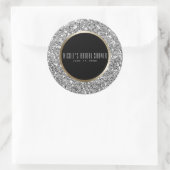 Sticker Rond Parties scintillant d'argent et d'or noir élégant  (Sac)