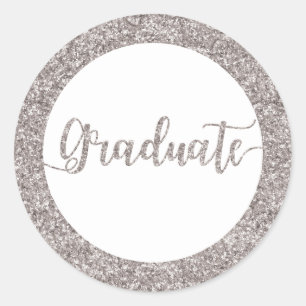 Sticker Rond Parties scintillant d'argent Faire-part de diplôme