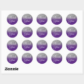 Sticker Rond Parties scintillant d'argent Faux Royal violet Omb (Feuille)