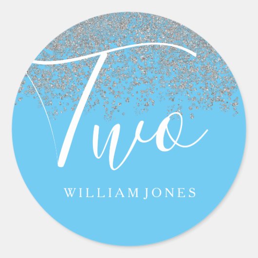 Sticker Rond Parties scintillant d'argent garçons Bleu 2ème ann (Devant)