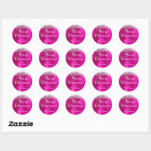 Sticker Rond Parties scintillant d'argent Hot rose Foil Joyeux (Feuille)