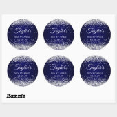 Sticker Rond Parties scintillant d'argent Marine bleu Mis XV An (Feuille)