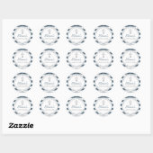 Sticker Rond Parties scintillant d'argent Marine Bleu rayures P (Feuille)